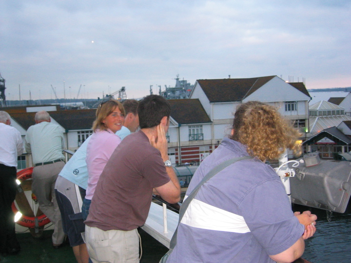 The team start to gather on the ferry to Isle of Wight