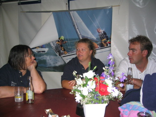 Carole, Katie and Richard contemplate the prize giving